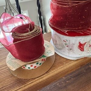 Festive Red and Santa Ribbon Set